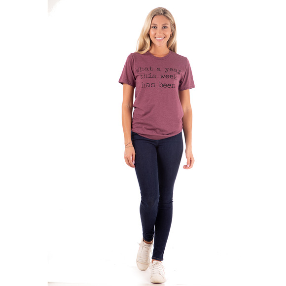 Heather Maroon "What a Year" Graphic Tee - M - Picture 8 of 8
